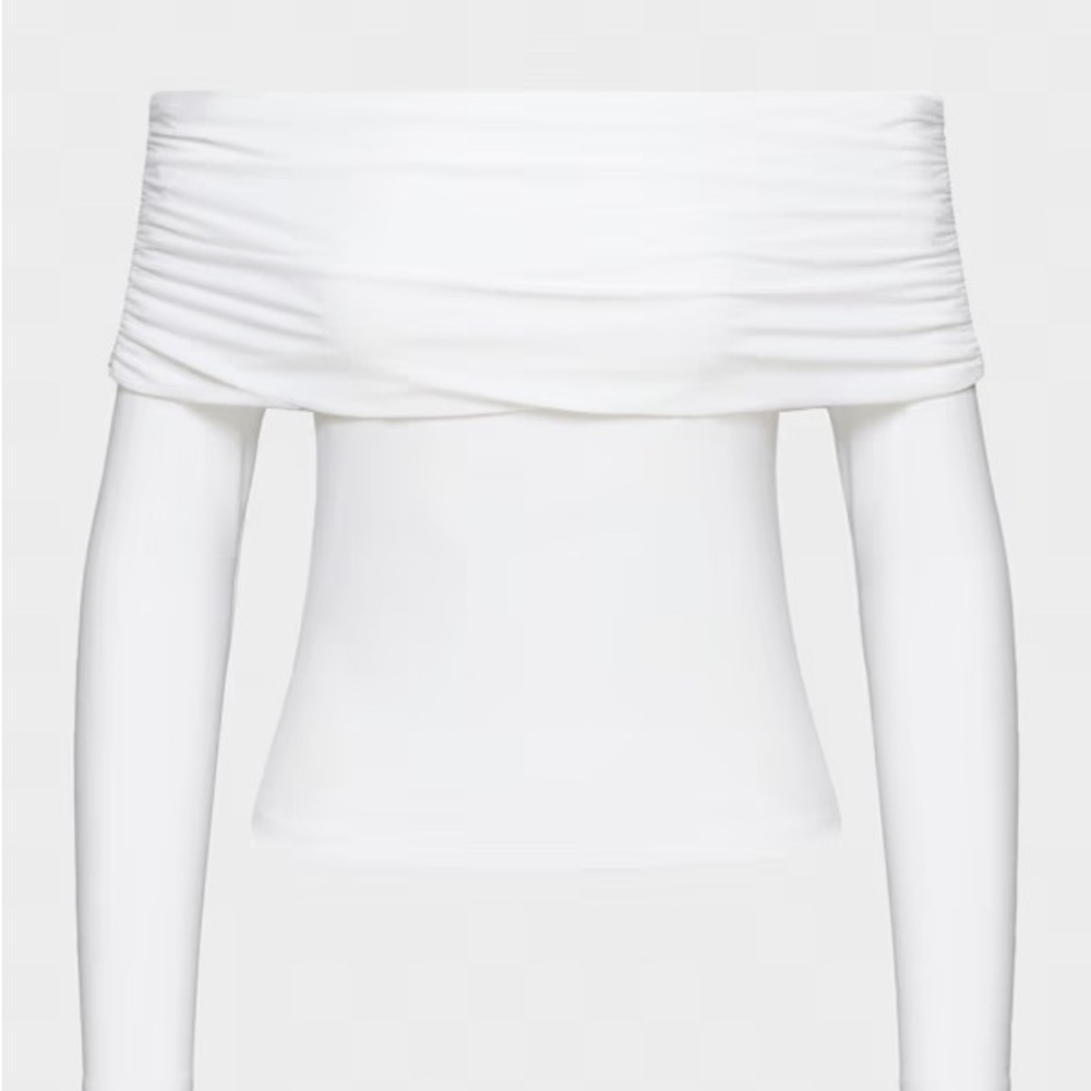 Aritzia Off-the-Shoulder White Ruched Top